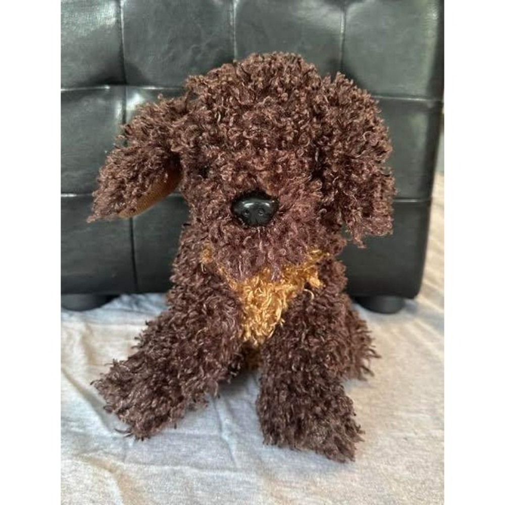 Brown Curly Fur Puppy Dog Plush Stuffed Animal Labradoodle Poodle Shaggy Toy
